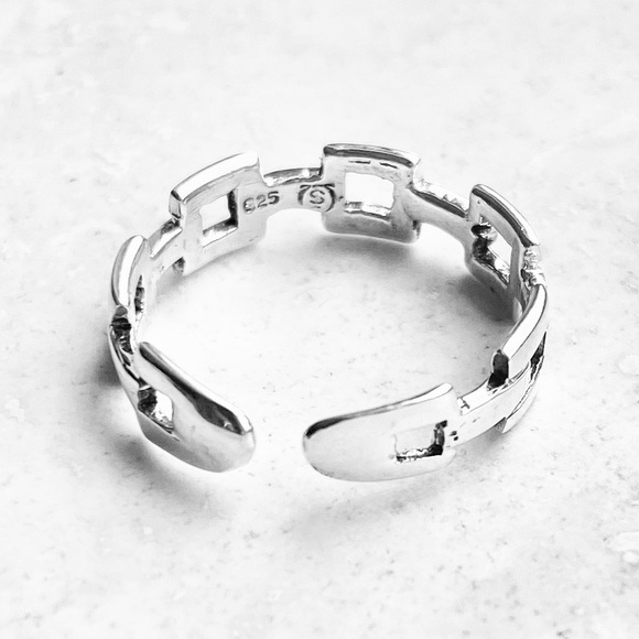 Sterling Silver Square Link Toe Ring, Silver Rings, Chain Links, Silver Band - Picture 13 of 13
